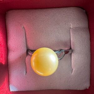 Genuine beige Akoya pearls  6-7 mm size 7 silver plated ring